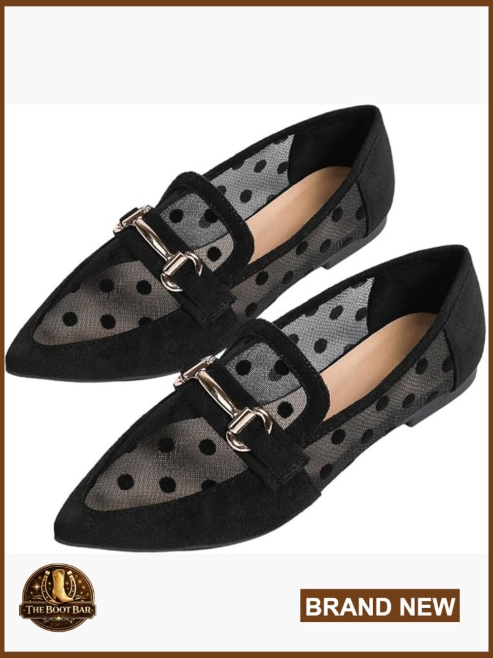 Polka Dot Pointed Toe Loafer Flats Mesh Sheer Dressy Casual Shoes